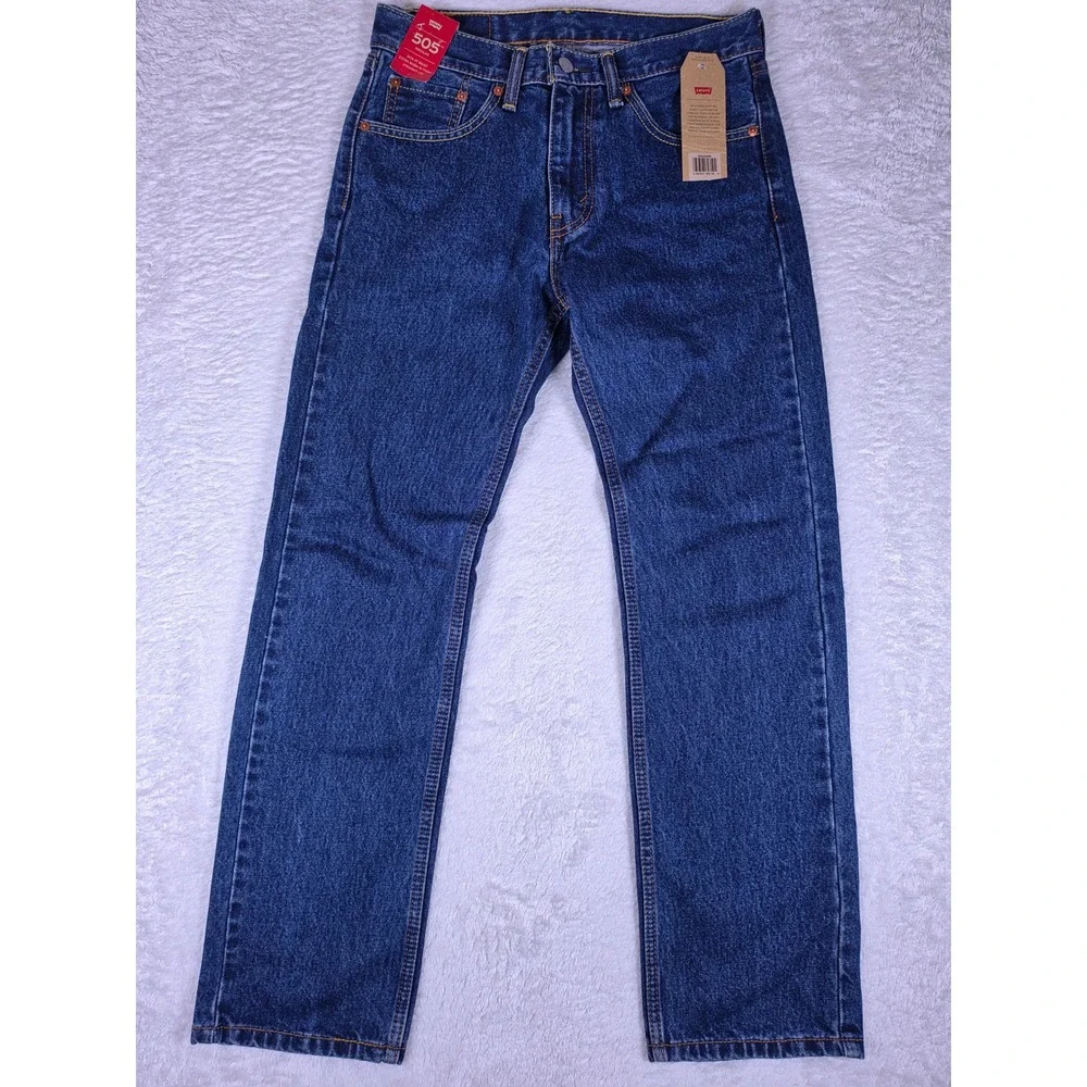 NEW Levi's 505 Regular Mens 29/30 Blue Denim Straight Leg Jeans 005054886 NWT